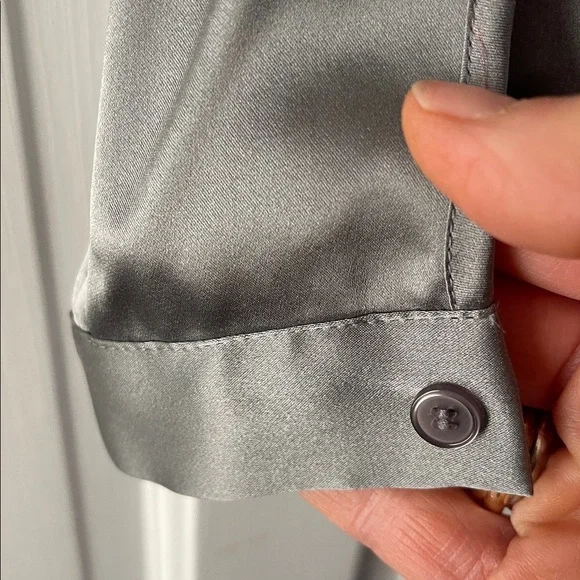 Talbots Silver gray silk blouse - Picture 3 of 7